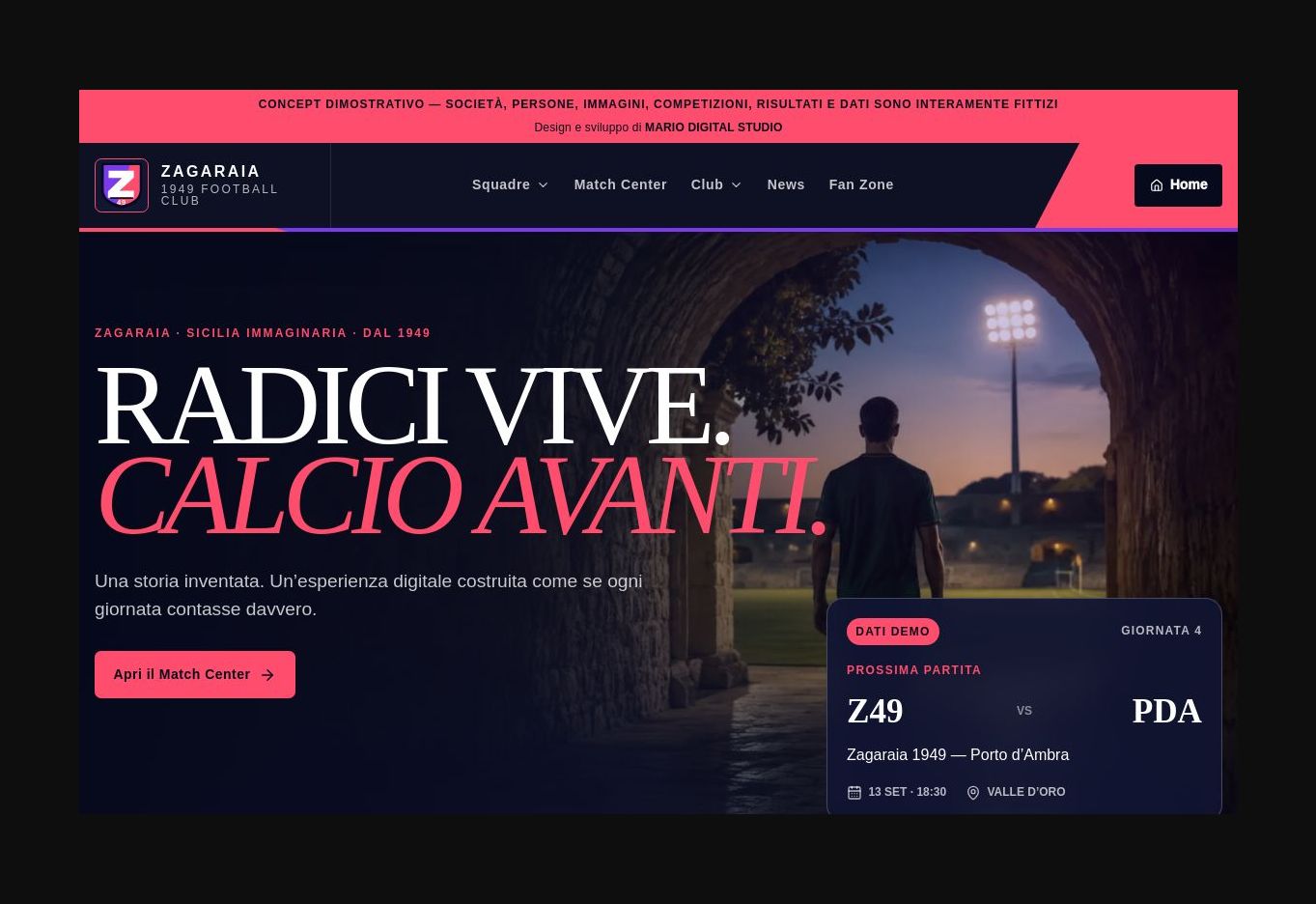 Schermata del progetto Zagaraia 1949 Football Club